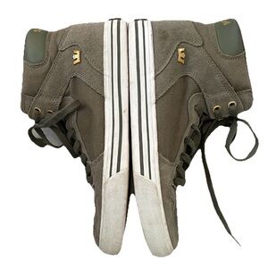 SUPRA Vaider HIGH-TOP Skate SNEAKERS Shoes Olive SUEDE and Canvas Size 8 1/2 EUC